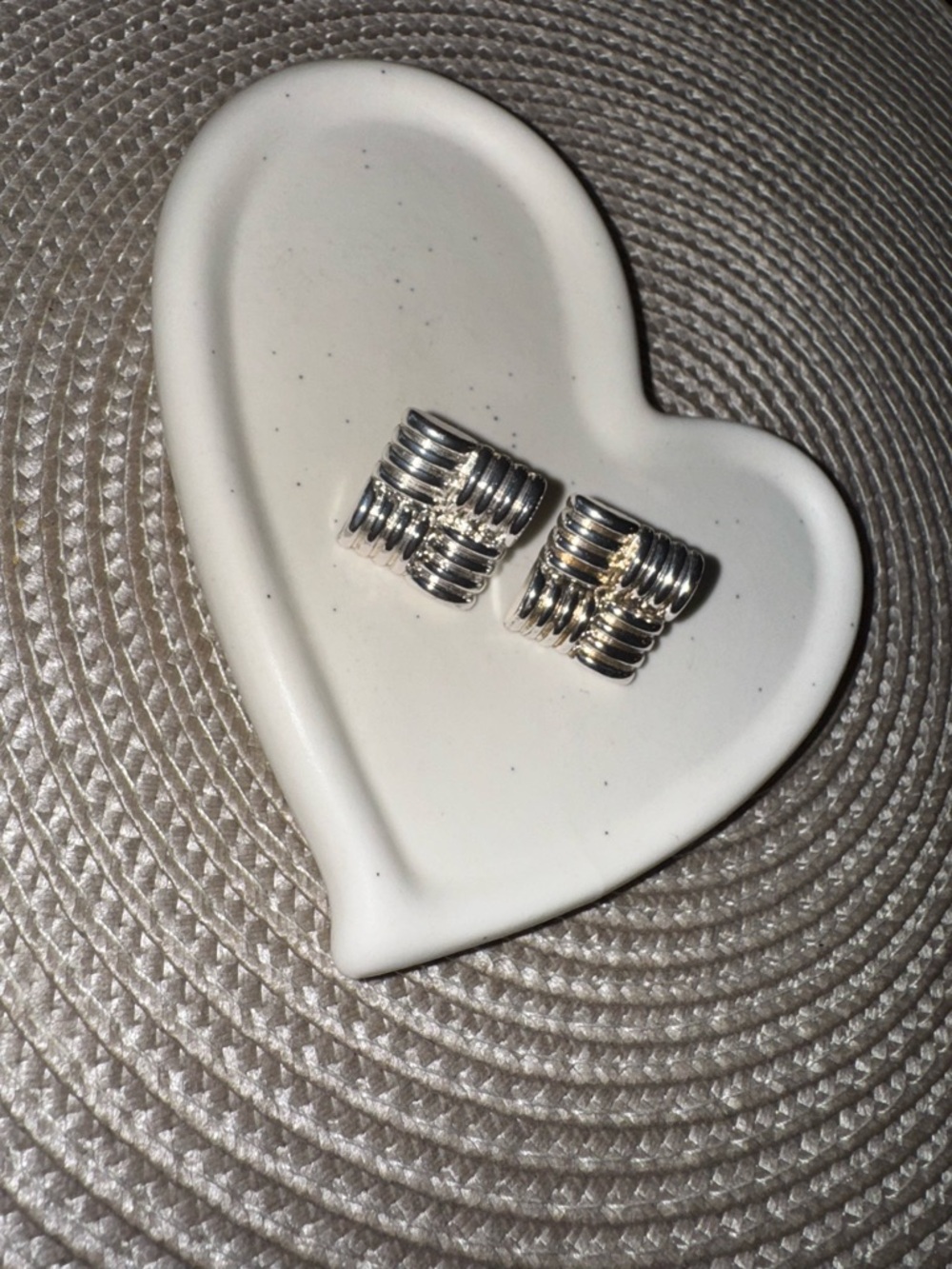 Silver Textured Hoop Clip Earrings - Women's Jewelry